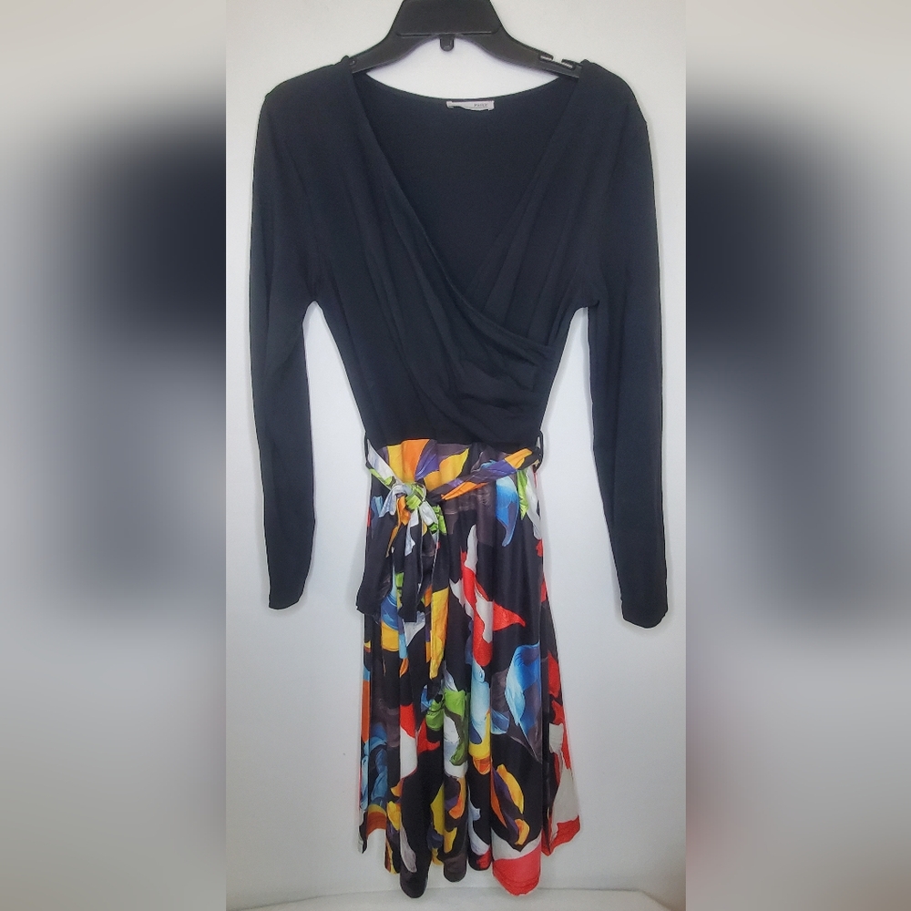Messic Size M Women's Black And Colorfull Dress
